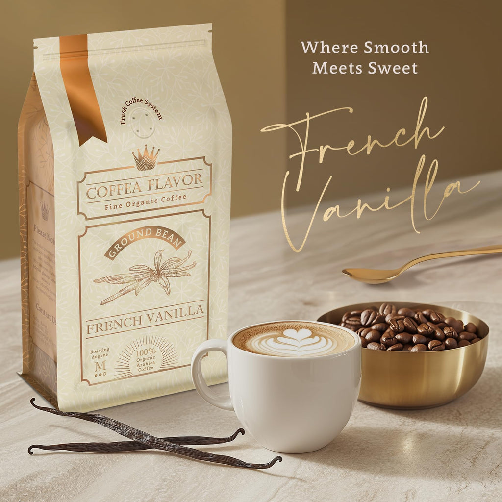 Organic Whole Bean Coffee Medium Roast (16oz) - French Vanilla Flavored