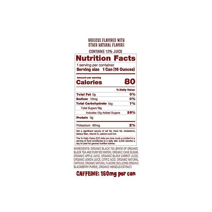 Drink Weird Organic Agua de Jamaica Hibiscus Black Tea – 16oz Cans, 160mg Organic Caffeine, Pack of 12 – Bold & Refreshing Energy Drink Alternative