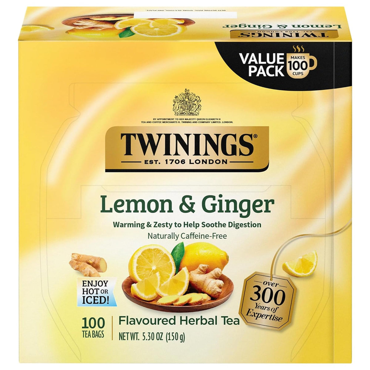 Twinings Chai Black Tea Individually Wrapped Bags, 100 Count (Pack of 1), Richly Blended with Warm Spices, Caffeinated, Enjoy Hot or Iced, 100 Teabags