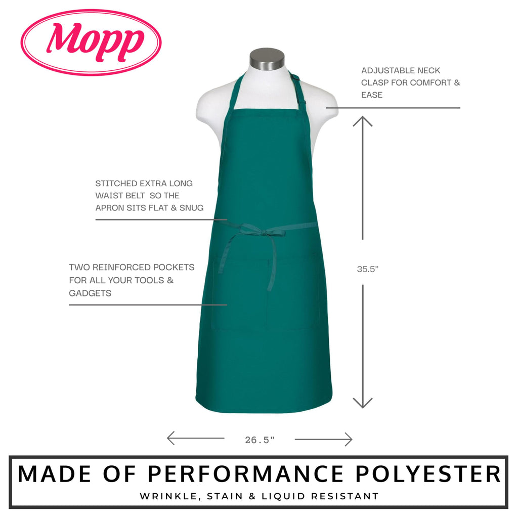 Pomp Forest Green 2 Pack Premium Bib Aprons | Adjustable Neck + 2 Pockets | Water + Oil Resistance | Kitchen Cooking Aprons For Men & Women