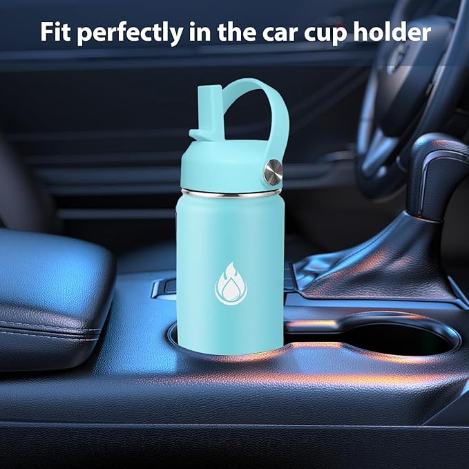 SENDESTAR Water Bottle 32oz Double Wall Vacuum Insulated Leak Proof Stainless Steel Sports Water Bottle—Wide Mouth with New Flex Straw Lid & Spout Lid (White&Tiffany)