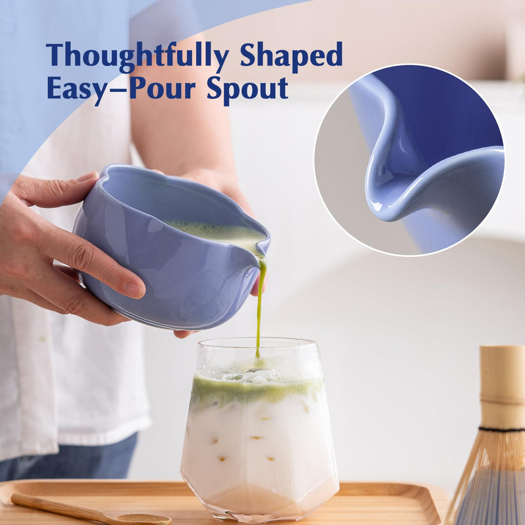 ChaseWind Matcha Set, 8Pcs Floral Ceramic Matcha Kit with Matcha Whisk