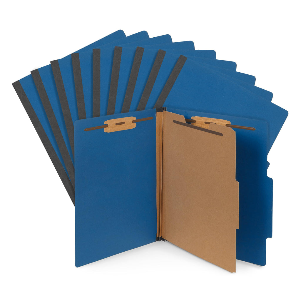 Blue Summit Supplies 10 Dark Blue Classification Folders, 1 Divider, Letter