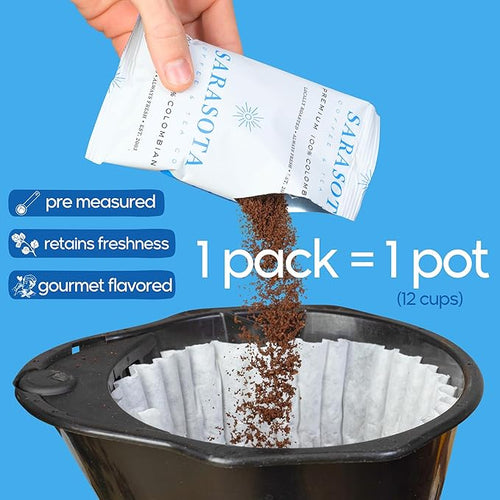 100% Colombian Coffee Packets, 2 oz, 36 Count, Medium Roast Ground Coffee Packs, Premeasured Single Pot Pouches for 12 Cup Drip Coffee Makers
