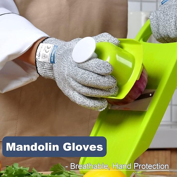 Dowellife Cut Resistant Gloves Food Grade Level 5 Protection, Safety Kitchen Cuts Gloves for Oyster Shucking, Fish Fillet Processing, Mandolin Slicing, Meat Cutting and Wood Carving. (X-Large-2 Pairs)