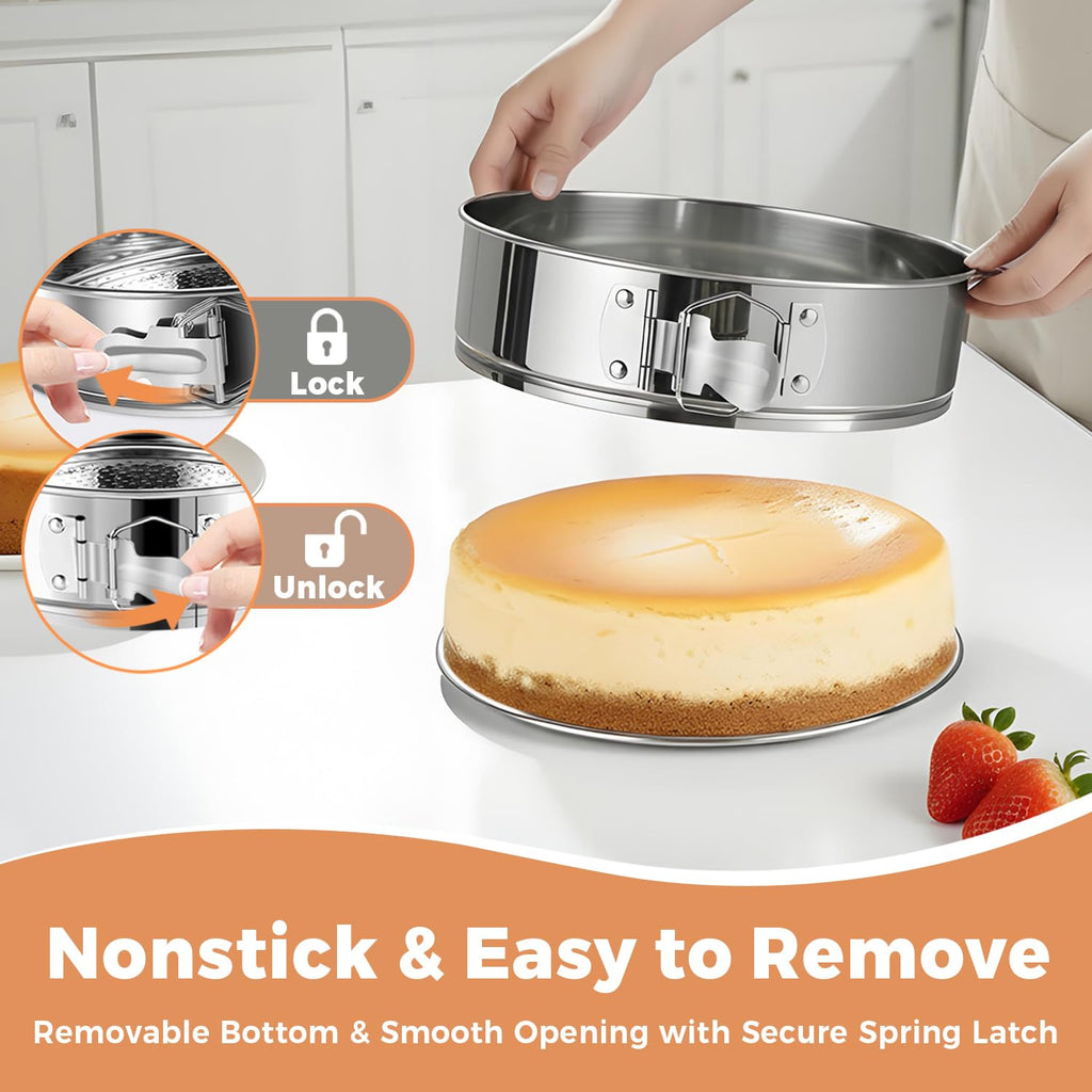 Molgree Non-toxic Springform Pan 9 Inch Nonstick Cheesecake Pan with Sleeve