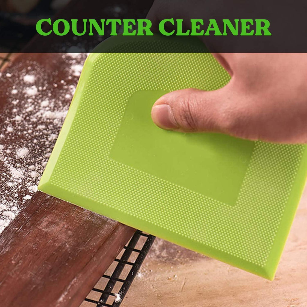 SURDOCA Dough Scraper - 3P 7.1x4.9" Plastic Flexible Bowl Scraper, Sharp Edge & Angles Cake Scraper. Non-Slip Bakeware Decorating Tools Sculpting & Modeling Tools - Pink+White+Green