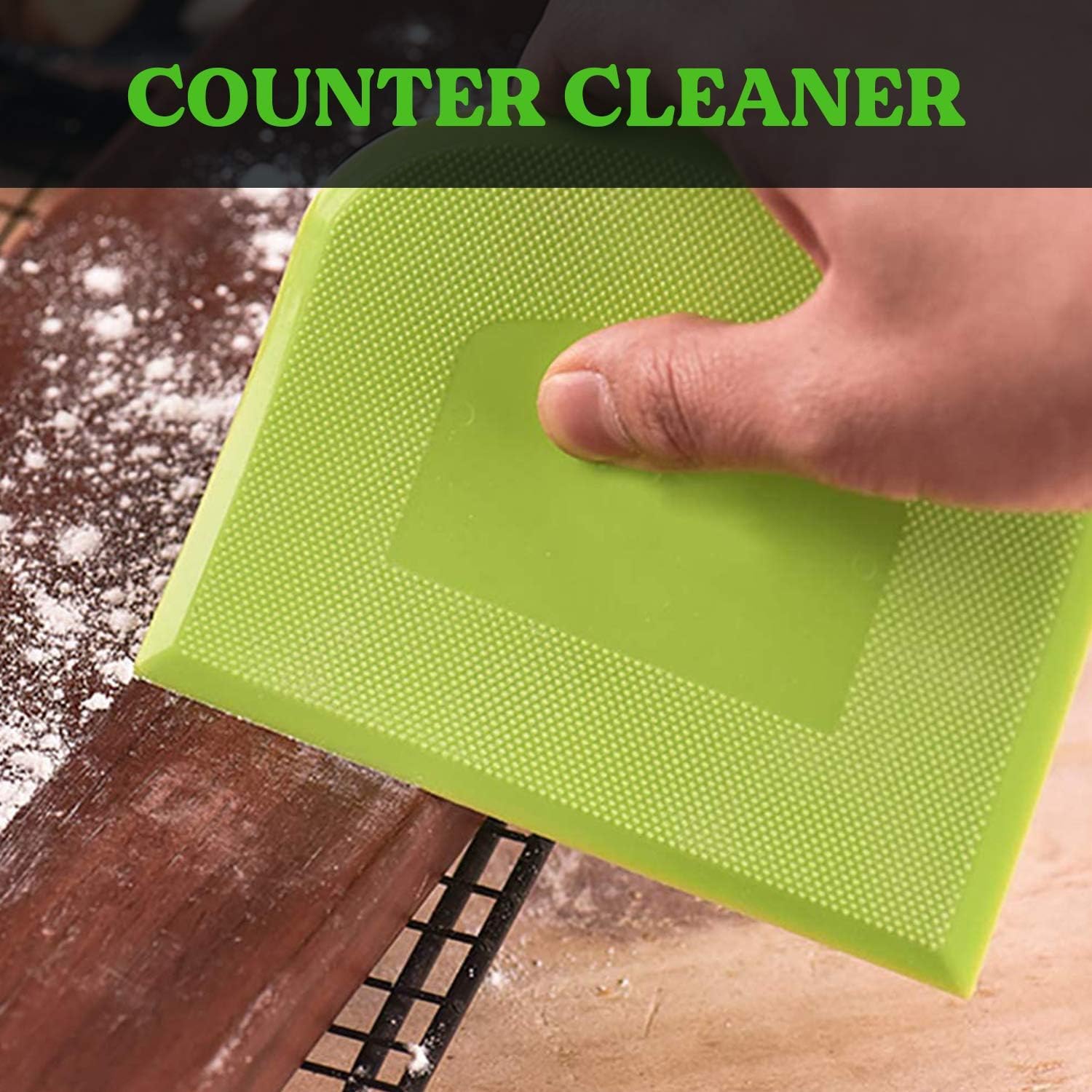 SURDOCA Dough Scraper Bench Scraper - 3P 8.3x5.5" Plastic Flexible Bowl Scraper, Sharp Edge & Angles Cake Scraper. Non-Slip Bakeware Decorating Tools Sculpting & Modeling Tools - Pure Blue