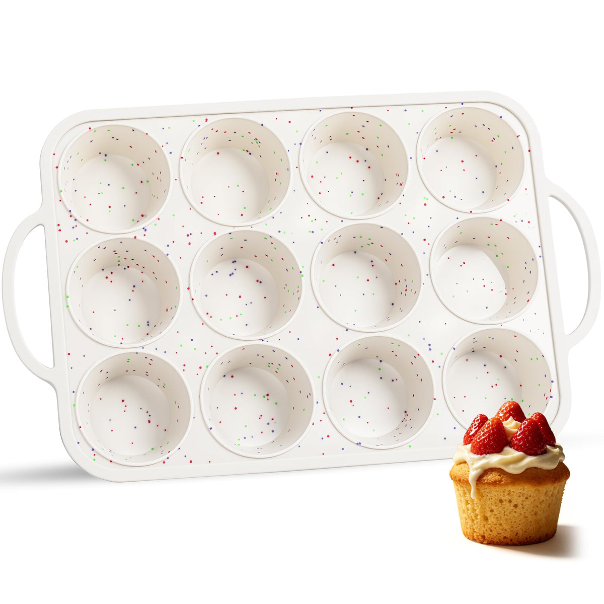 AOTASO 24 Cups Silicone Mini Muffin Pan for Baking with Metal Frame