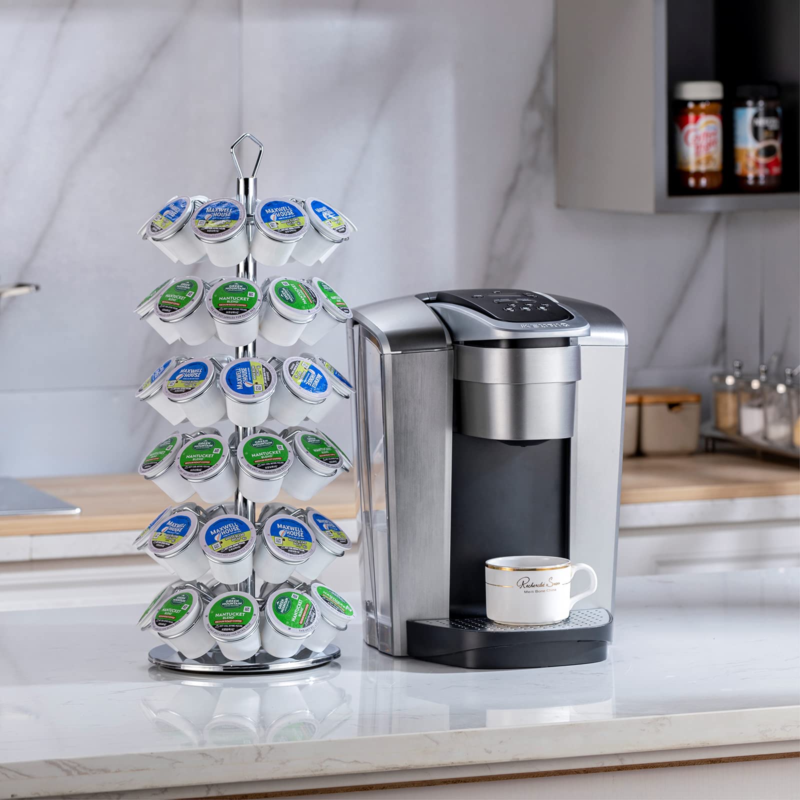 Rice rat K cup Holder Storage Coffee Capsules Pod Holder Carousel 6 Tier Compatible with 54 K-Cup Pods