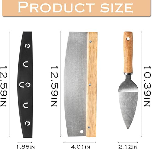 12-inch Pizza Cutter Rocker Blade,Stainless Steel Pizza Cutter with Cover,Pizza Slicer and Pie Server for Cooking Barking