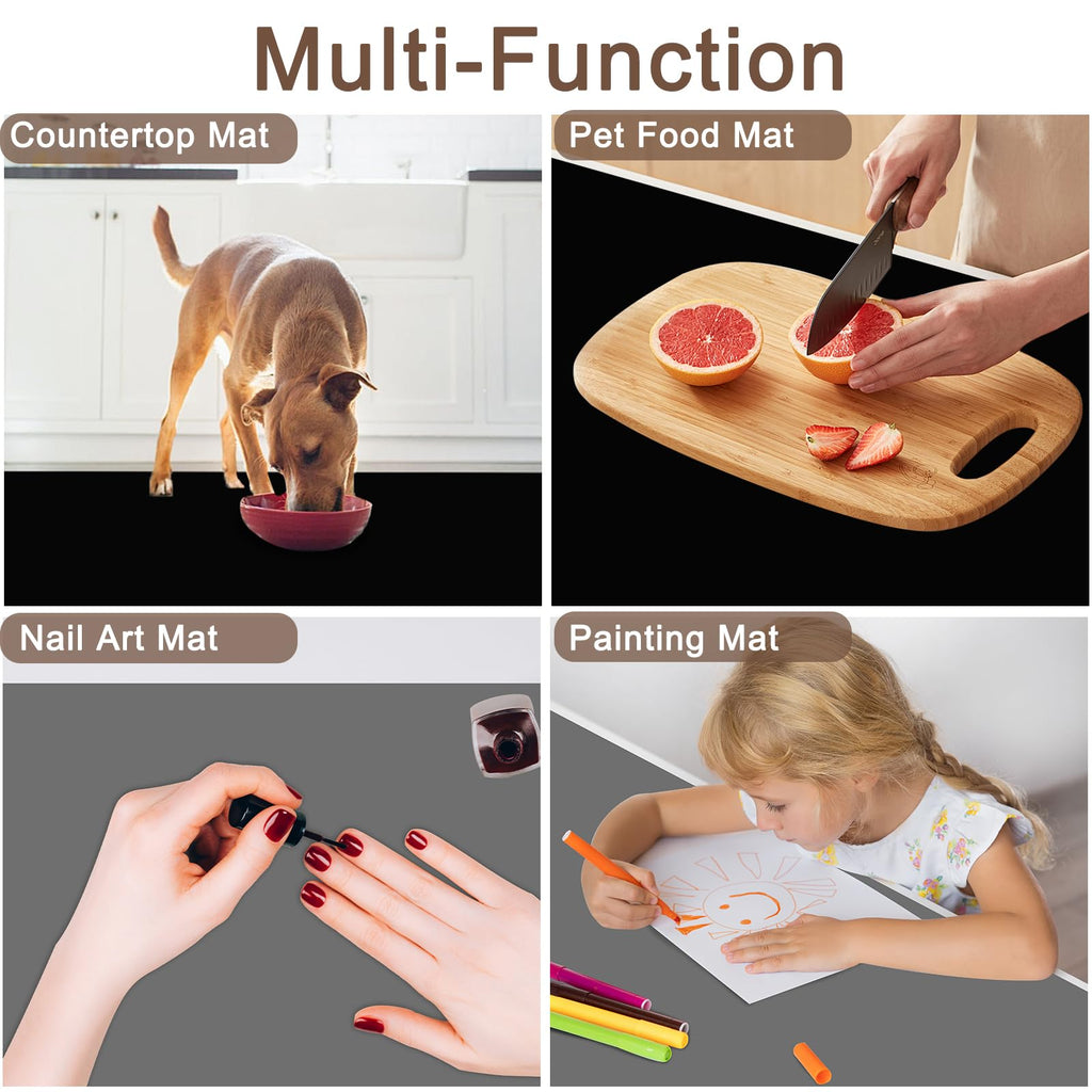 Silicone Mats for Kitchen Counter, 48"x32"(120cmx80cm) Large Heat Resistant Mat Kitchen Island Waterproof Countertop Protector Mat Nons-slip Extra Large Counter Mat, Dark Gray