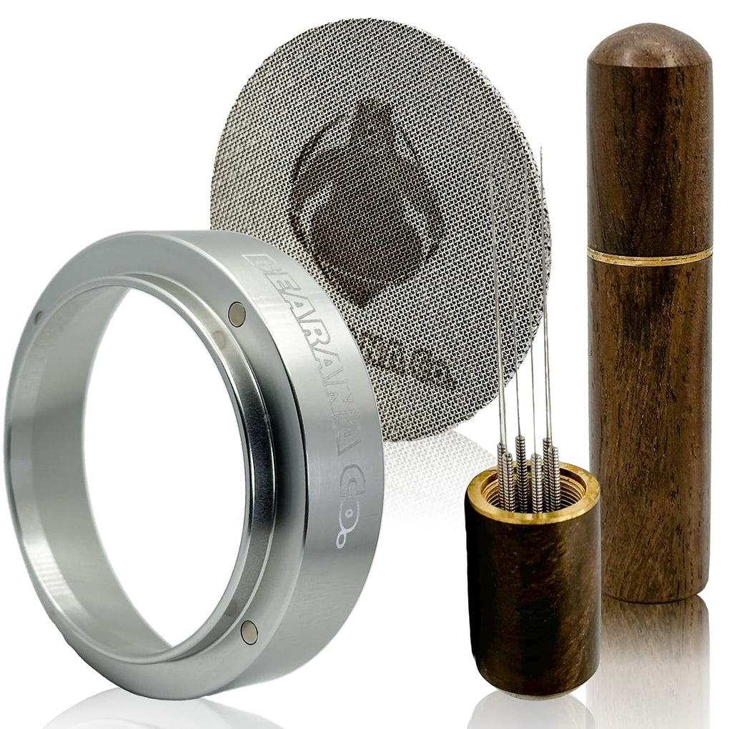 Coffee Espresso Accessories Kit: 51mm Dosing Funnel Ring, WDT Needle Distributor, Stainless Steel Puck Screen Filter┃Barista Tools for Coffee Lovers┃Gift Idea (51mm)