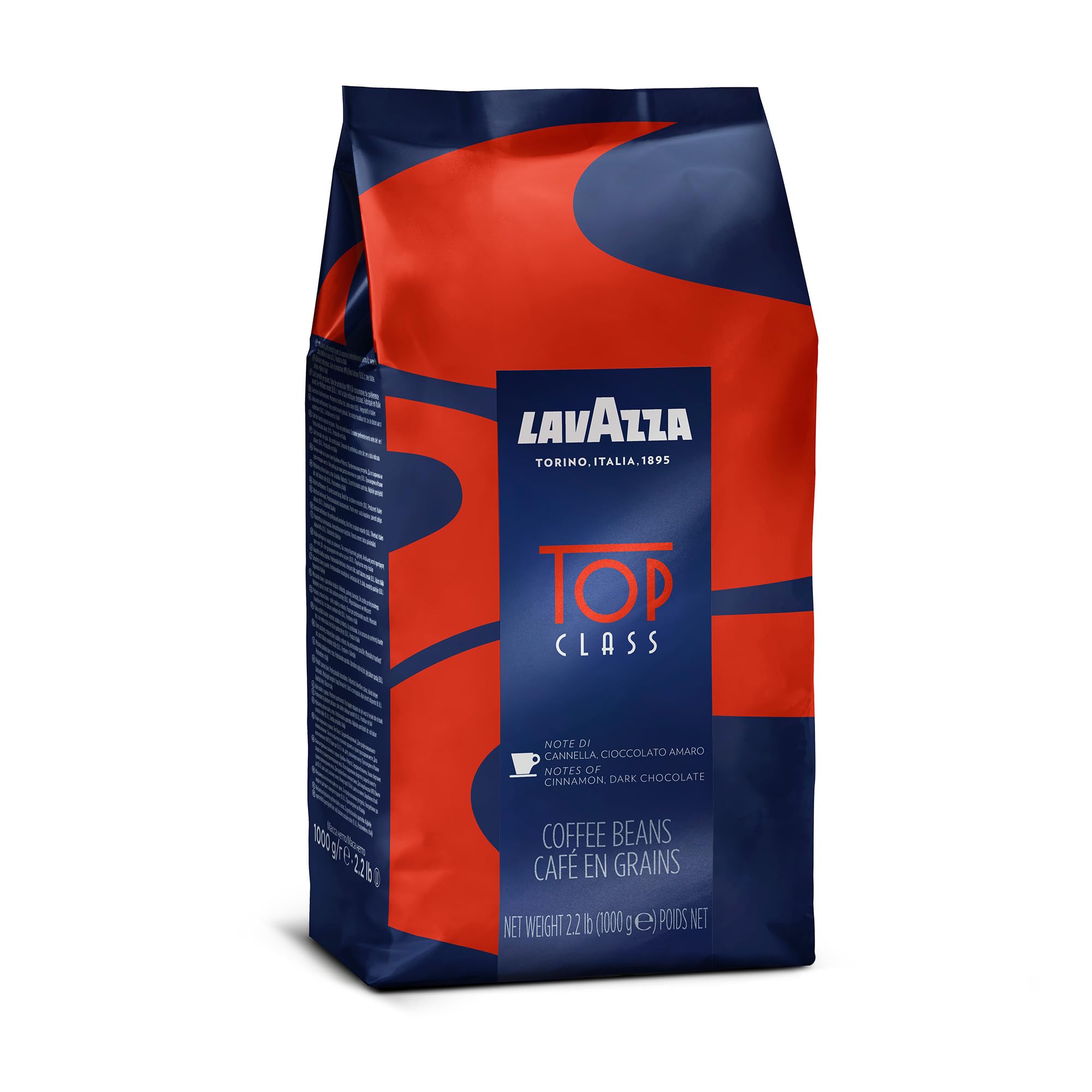Lavazza Top Class Whole Bean Coffee Blend, Medium Espresso Roast Bag, 2.2 Pound, 1 Count, Authentic Italian, Blended and Roasted in Italy, Full Bodied with Smooth and Balanced Flavor