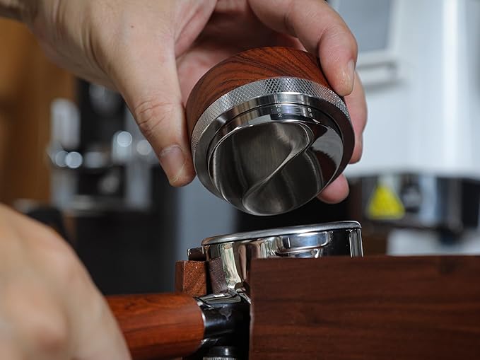 Espresso Distribution Tool 58.5mm Wooden Coffee Distributor Adjustable Depth Stainless Steel Espresso Leveler Premium Espresso Machine Accessories For Coffee Bar