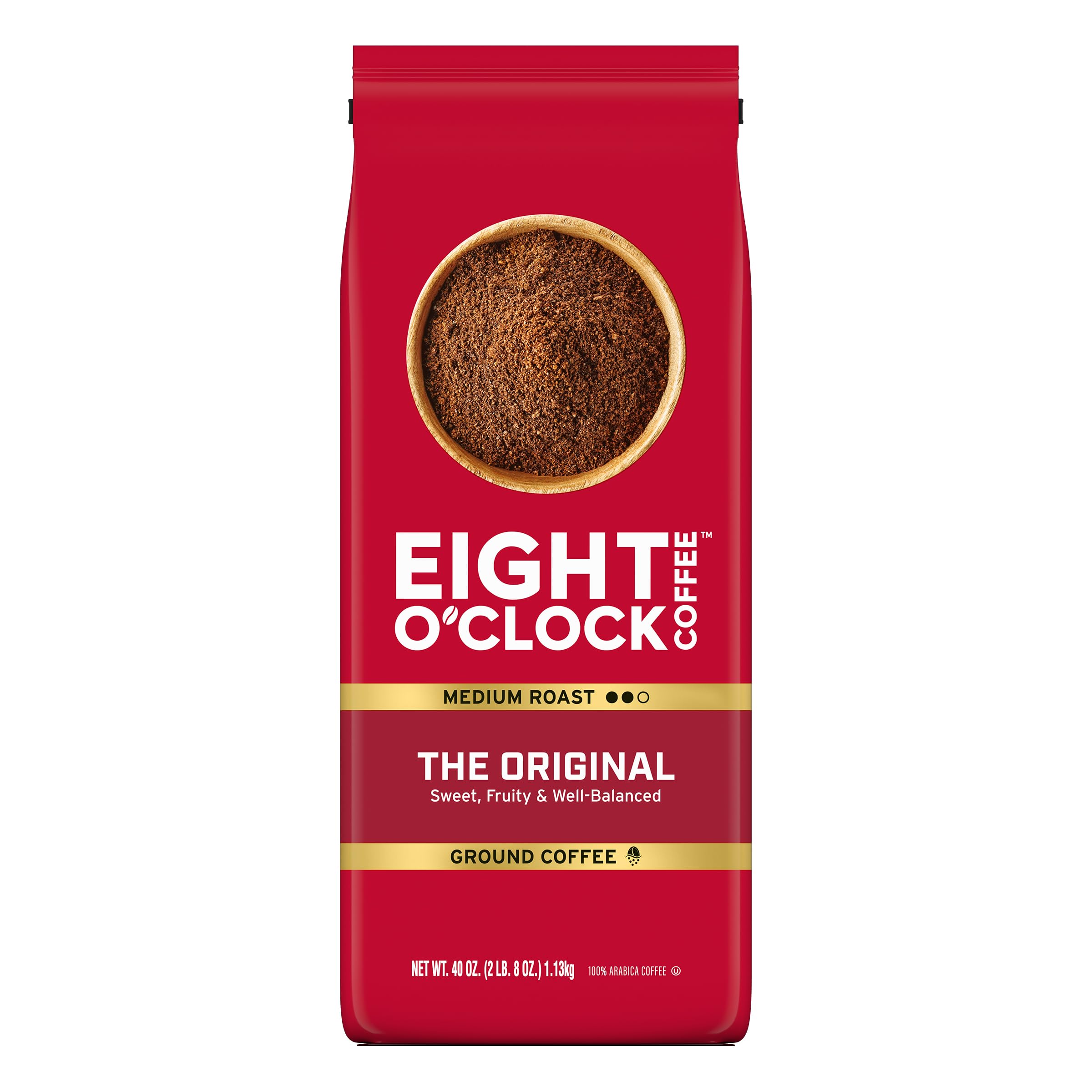 Eight O'Clock Coffee The Original, 40 Ounce (Pack of 1) Medium Roast Whole Bean Coffee, 100% Arabica, Kosher Certified
