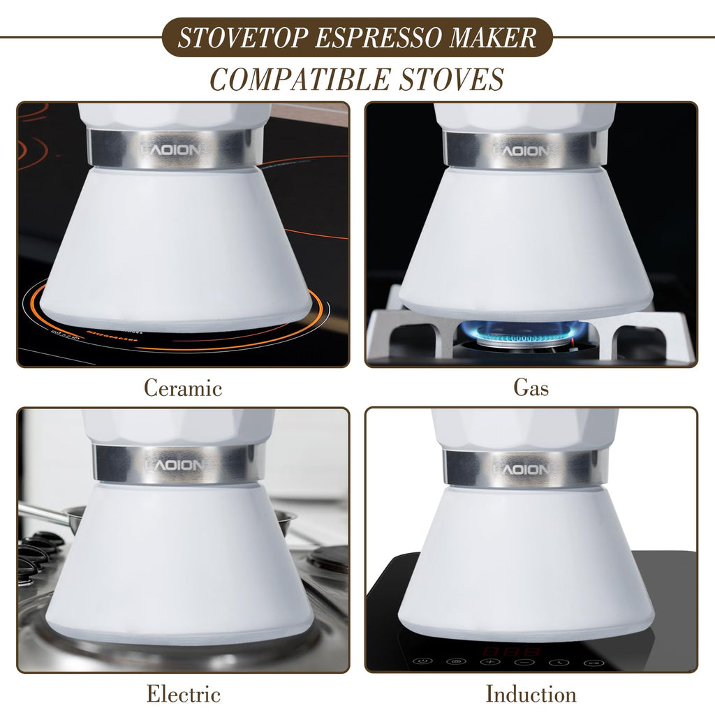 LAOION Moka Pot,6-Cup Espresso Maker,300ml Portable Stovetop Espresso Maker
