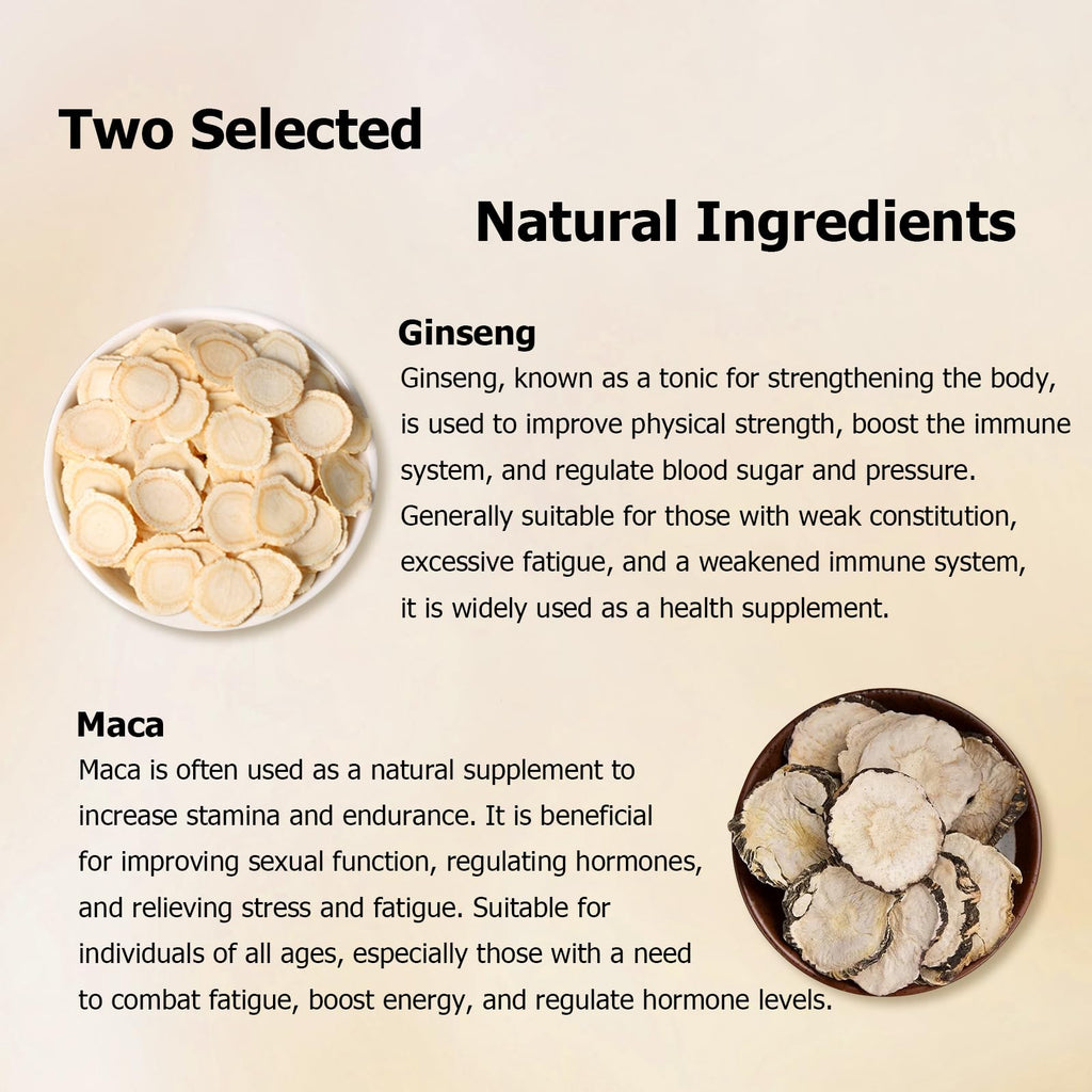 HANFANGLING Ginseng Maca Tea, Natural and Health, Caffeine-Free Herbal Tea,20 Tea Bags,1.41oz