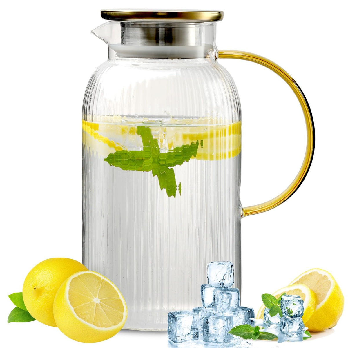 Large Glass Teapot with Infuser, 1530 ml/52 oz Clear Tea Kettle