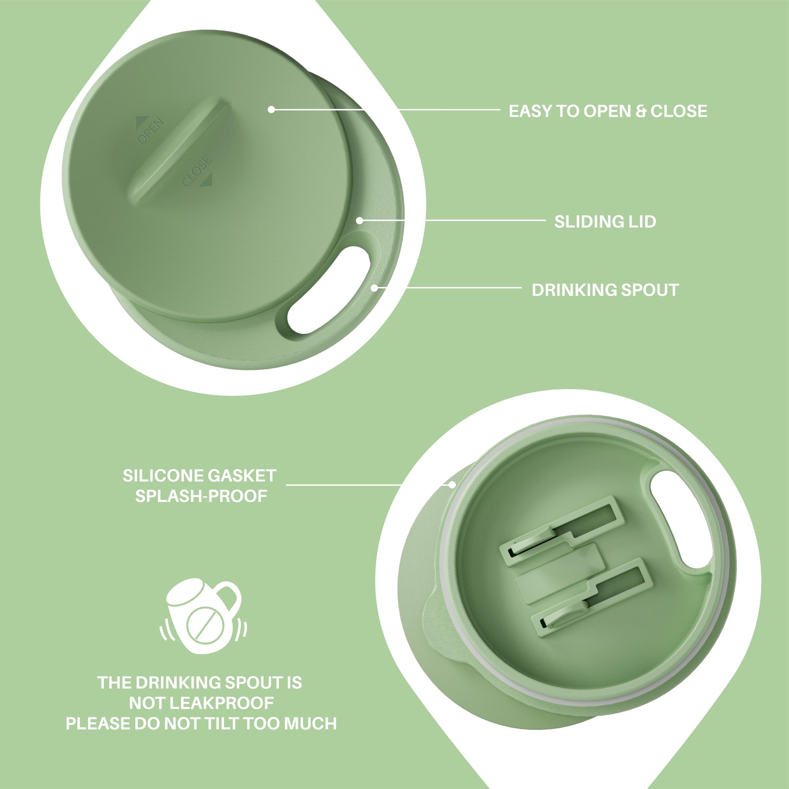 Ideus 16 oz Insulated Coffee Mug with Handle and Lid, Double Wall Stainless Steel Vacuum Thermal Coffee Mug, Travel Coffee Cup Thermal Cup for Home and Office, Avocado Green