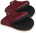 1 Pair Short Oven Mitts, Heat Resistant Silicone Kitchen Mini Oven Mitts for 500 Degrees, Non-Slip Grip Surfaces and Hanging Loop Gloves, Baking Grilling Barbecue Microwave Machine Washable