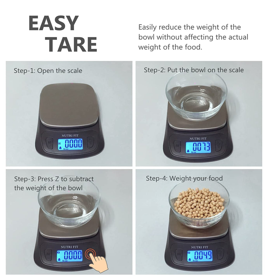 NUTRI FIT Kitchen Scales Digital Food Scale Cooking in Grams & Ounces Black
