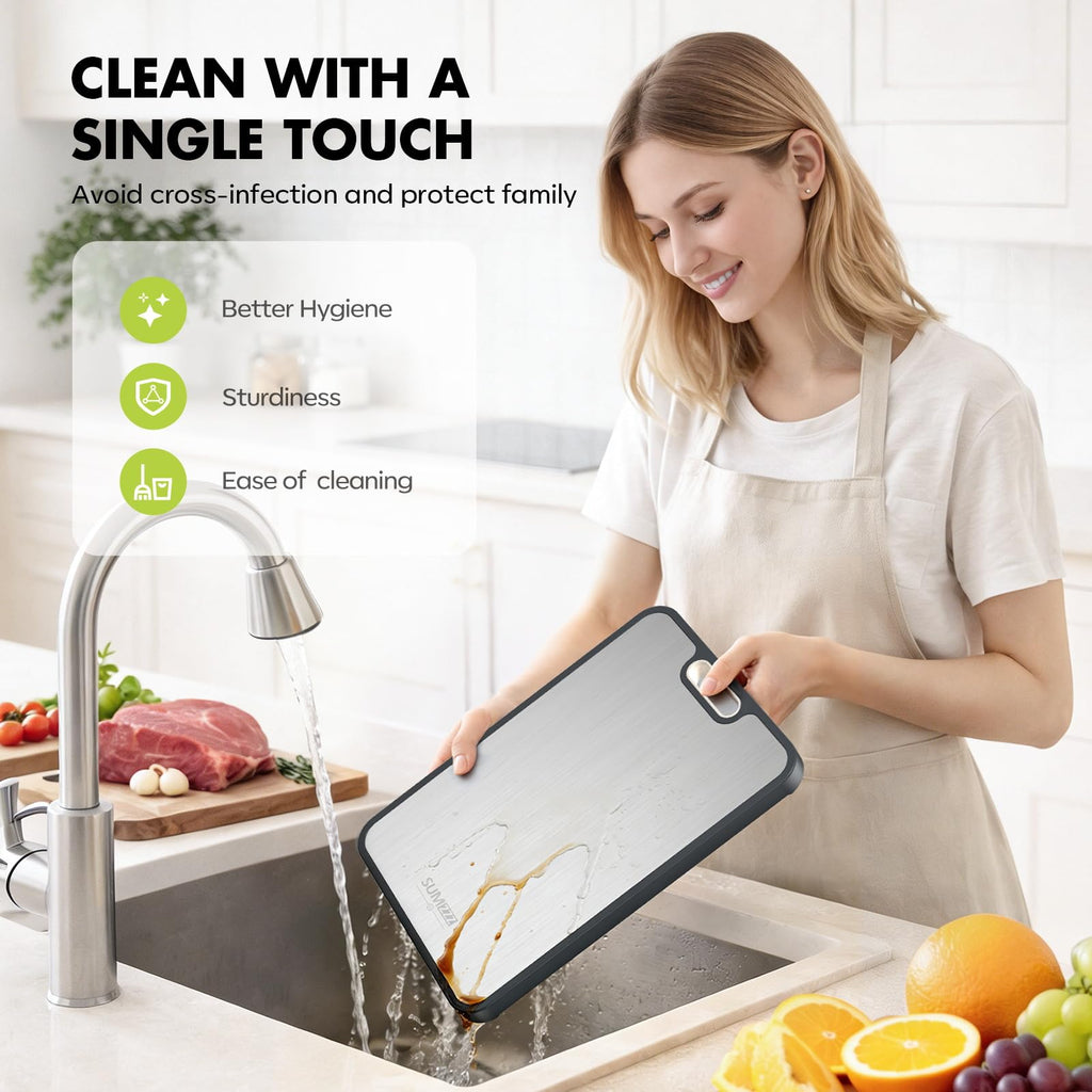 Titanium Cutting Board for Kitchen, Pure Titanium/PP, Size 16”×11”