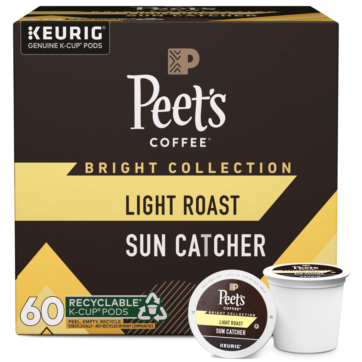Peet's Coffee Coffee Pods, Light Roast, Sun Catcher, 60 K Cups