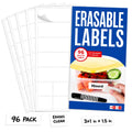 Dry Erase Labels for Food Containers 96 Pk - Reusable 1x3 in and 1.5 in