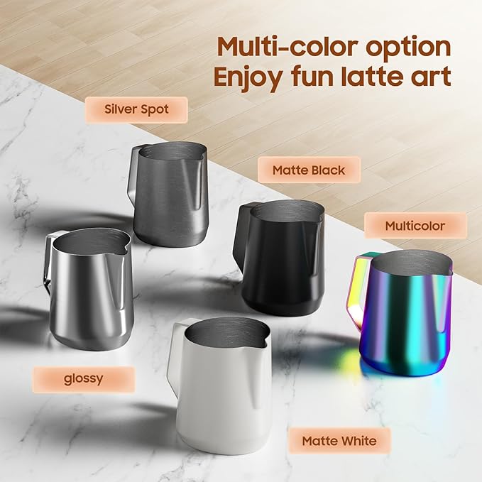 MHW-3BOMBER Milk Frothing Pitcher - 20oz/600ml Milk Frother Cup with U-Shaped Spout - SUS 304 Steaming Pitcher - Cappuccino Latte Art Cup for Barista - Quadrilateral Body - P5185-OS