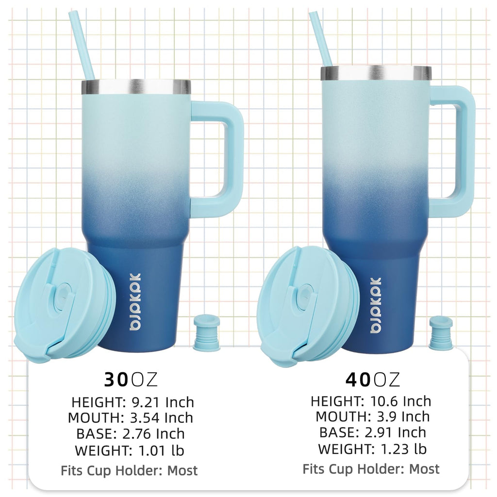 BJPKPK 30 oz Insulated Tumbler with Handle & Straw, Stainless Steel