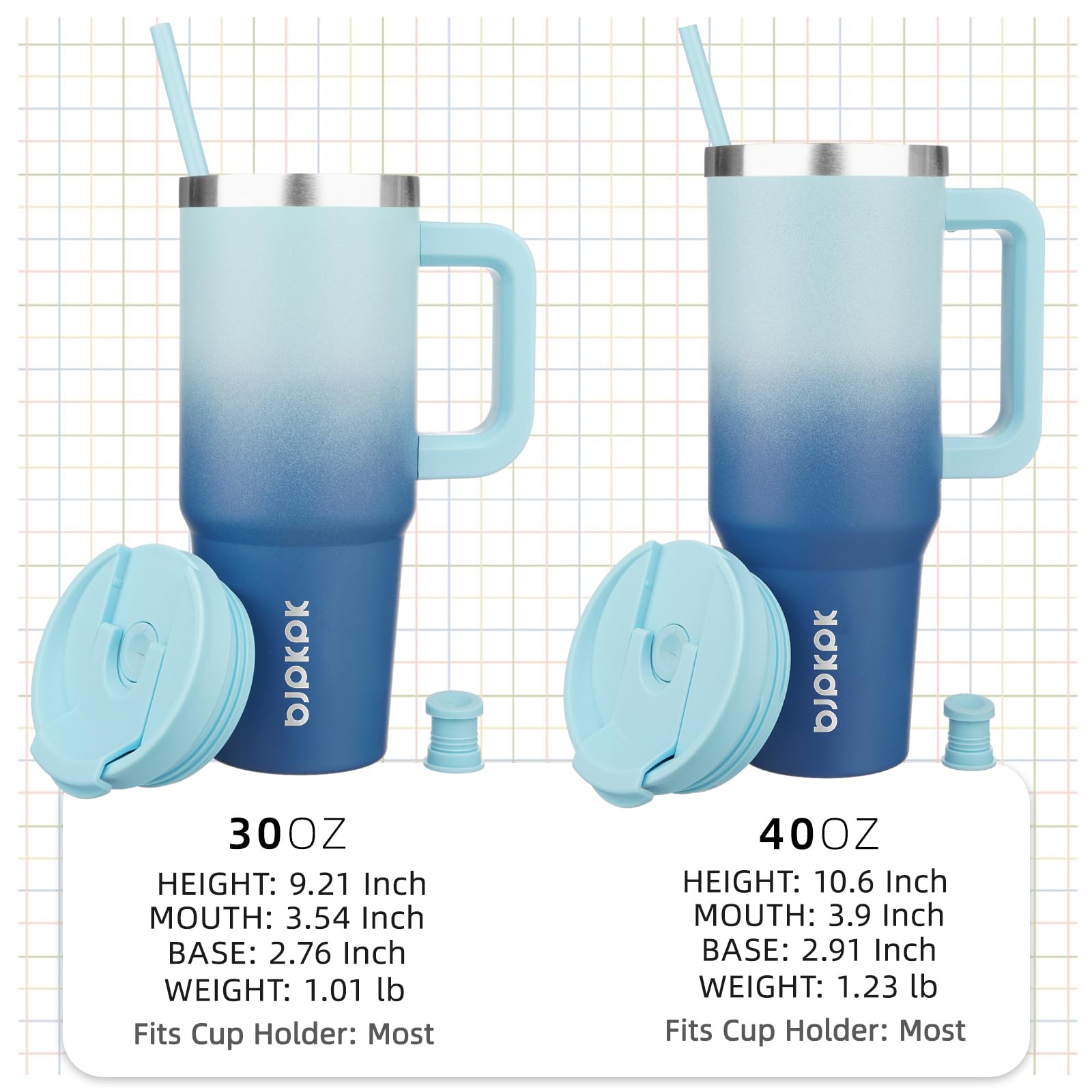 BJPKPK 30 oz Insulated Tumbler with Handle & Straw, Stainless Steel