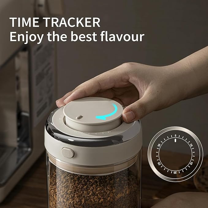 Coffee Canister with Premium Glass - Airtight Coffee Container with One-Way CO2 Valve and Freshness Tracker, Perfect for Coffee Bean Storage,(37 oz / 1100ml)