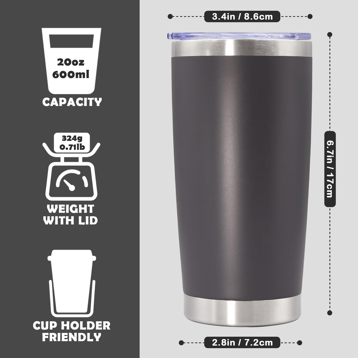 20oz Tumbler Stainless Steel Tumbler Coffee Tumbler with Lid White, 8P