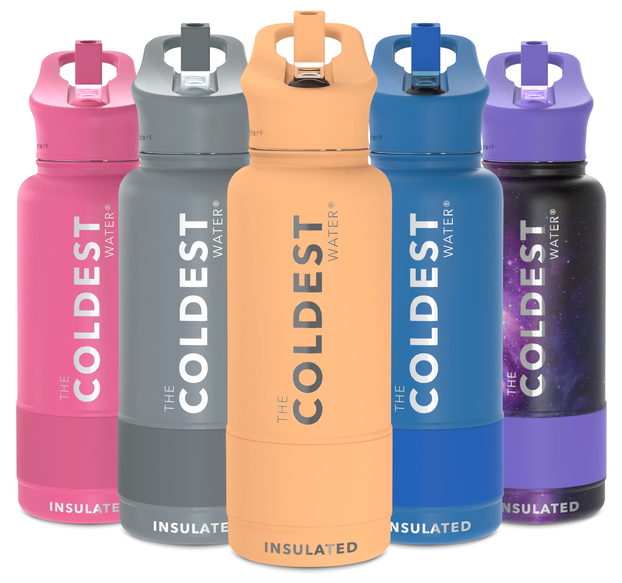 Coldest Insulated Water Bottle with Straw Lid - Stainless Steel Metal Insulated Bottle for Men & Women (Sahara Peach, 32 oz)