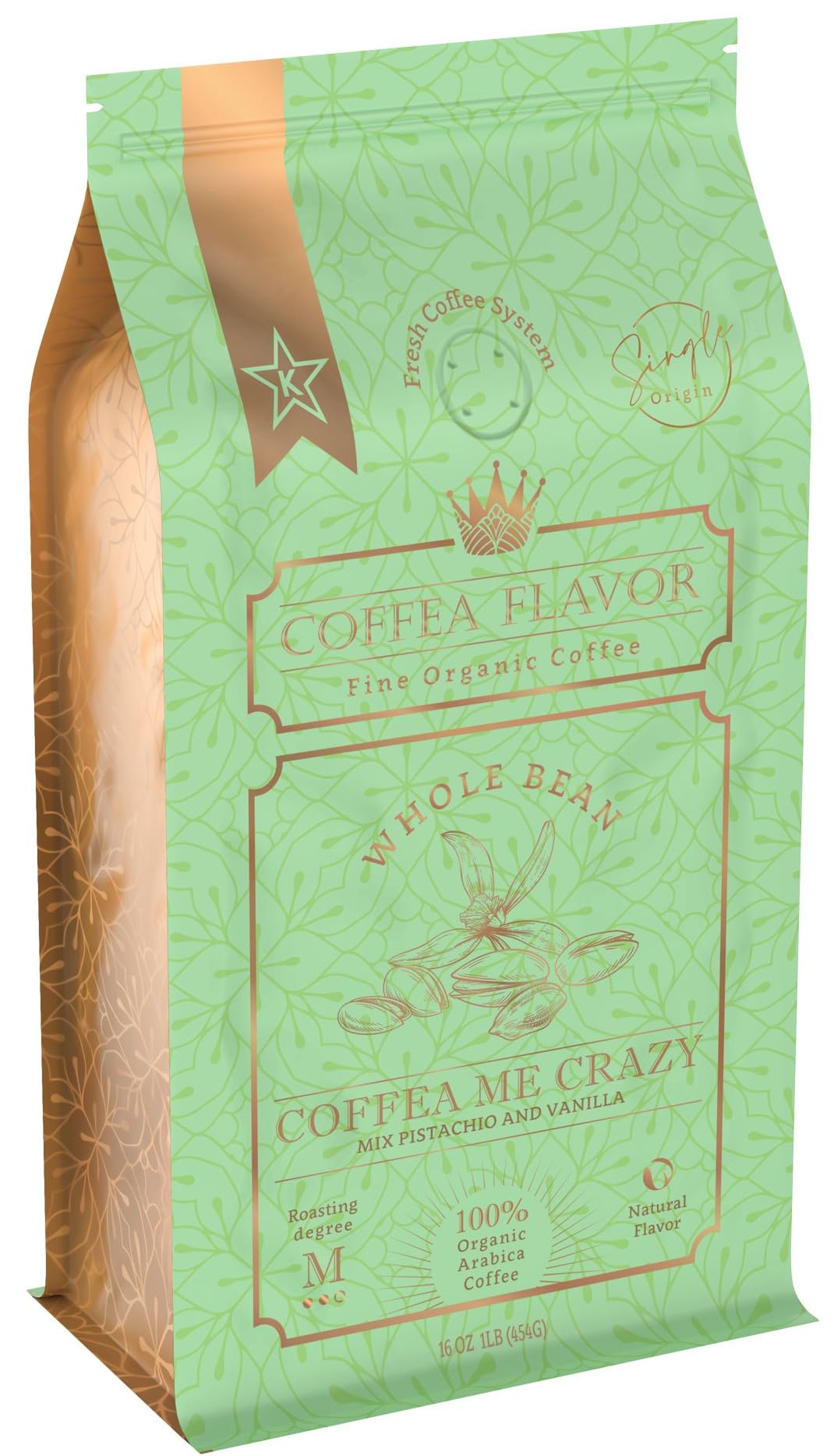 Organic Whole Bean Coffee Medium Roast (16oz) - Coffea Me Crazy Flavored