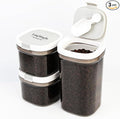 3 Piece Airtight Kitchen Storage Canisters Set, Coffee and Dry Food Storage Containers, BPA-Free, Stackable, Easy-Clean, Perfect for Coffee, Flour, Sugar, Includes Scoop