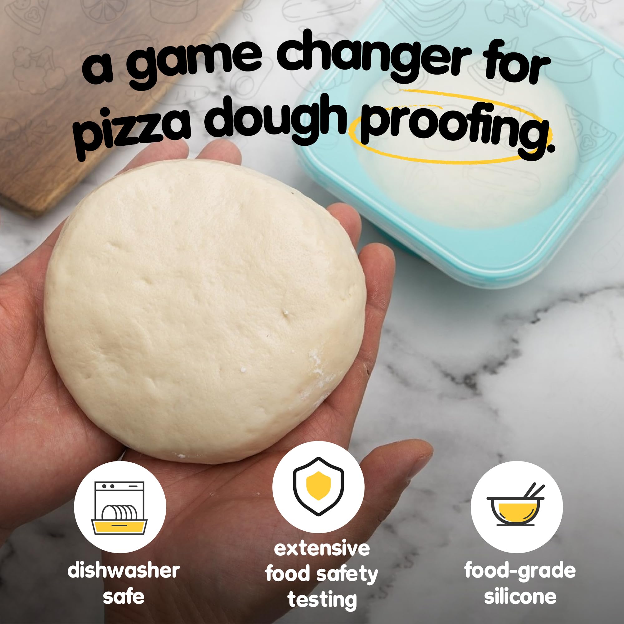 KEVJES PLUS Large 1000ml Pizza Dough Proofing Boxes for DIY Artisan Pizza, Food Grade Silicone Stackable Containers with Lids, Sturdy Reinforced Steel. Freezer, Fridge, Dishwasher Safe (4Green Plus)