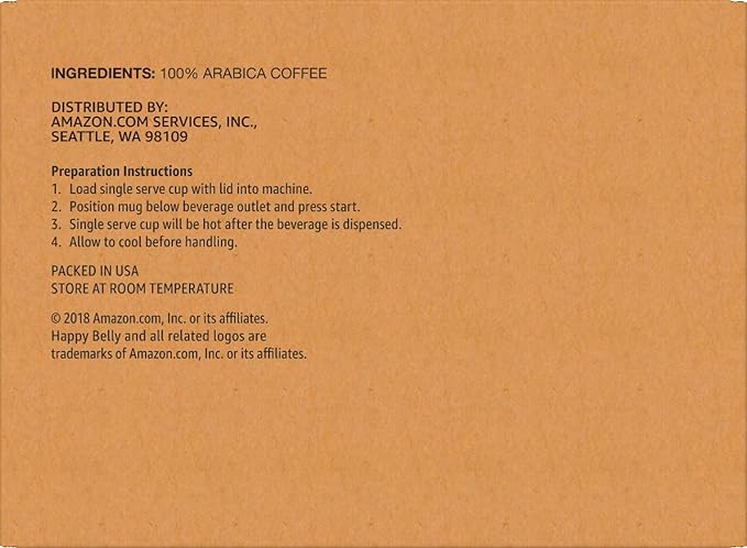 Happy Belly Light Roast Coffee, Single Serve Cups, 100 Count
