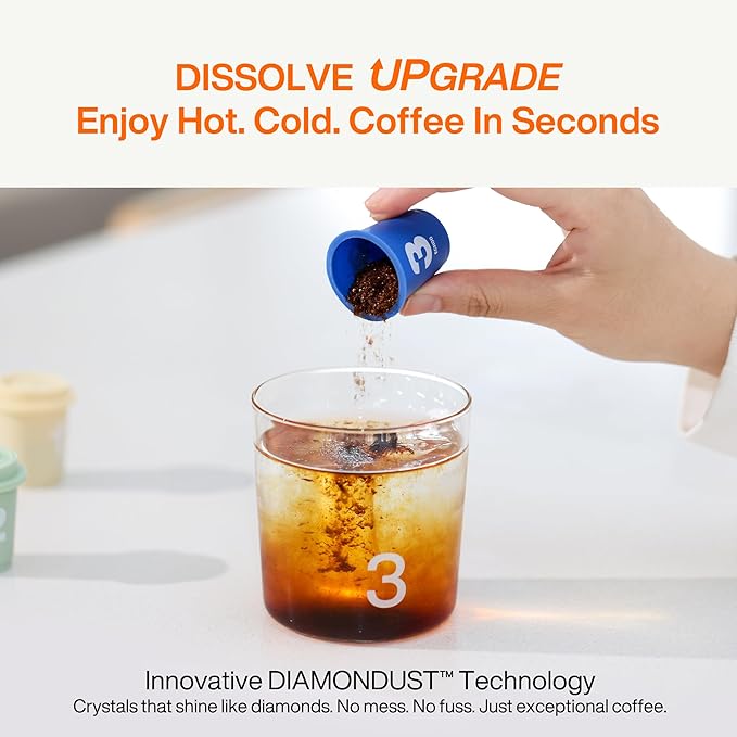 SATURNBIRD Coffee Instant Cold Brew, Medium-Dark Roast, Smooth & Balanced Blend of 100% Specialty Arabica, Enjoy Hot or Cold, Freeze Dried Iced Coffee, 24 Single Servings for Home Travel Office (NO.4)