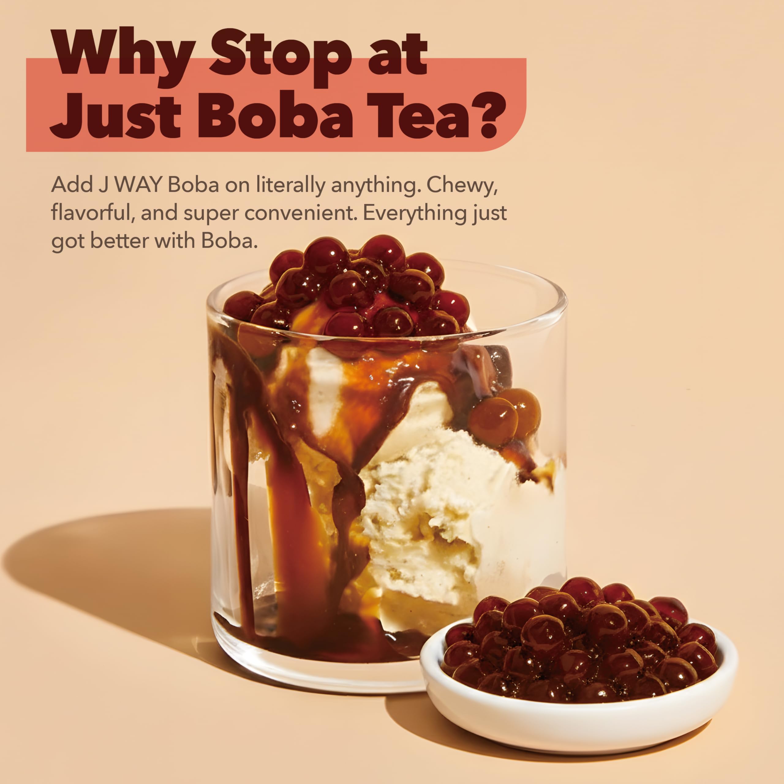 JWAY Instant Brown Sugar Boba Pearls Bulk, 60 Servings Authentic Taiwanese Tapioca Pearls for Bubble Tea, Milk Tea, Smoothies & Desserts, Ready in 20 Seconds, Gluten Free, Vegan