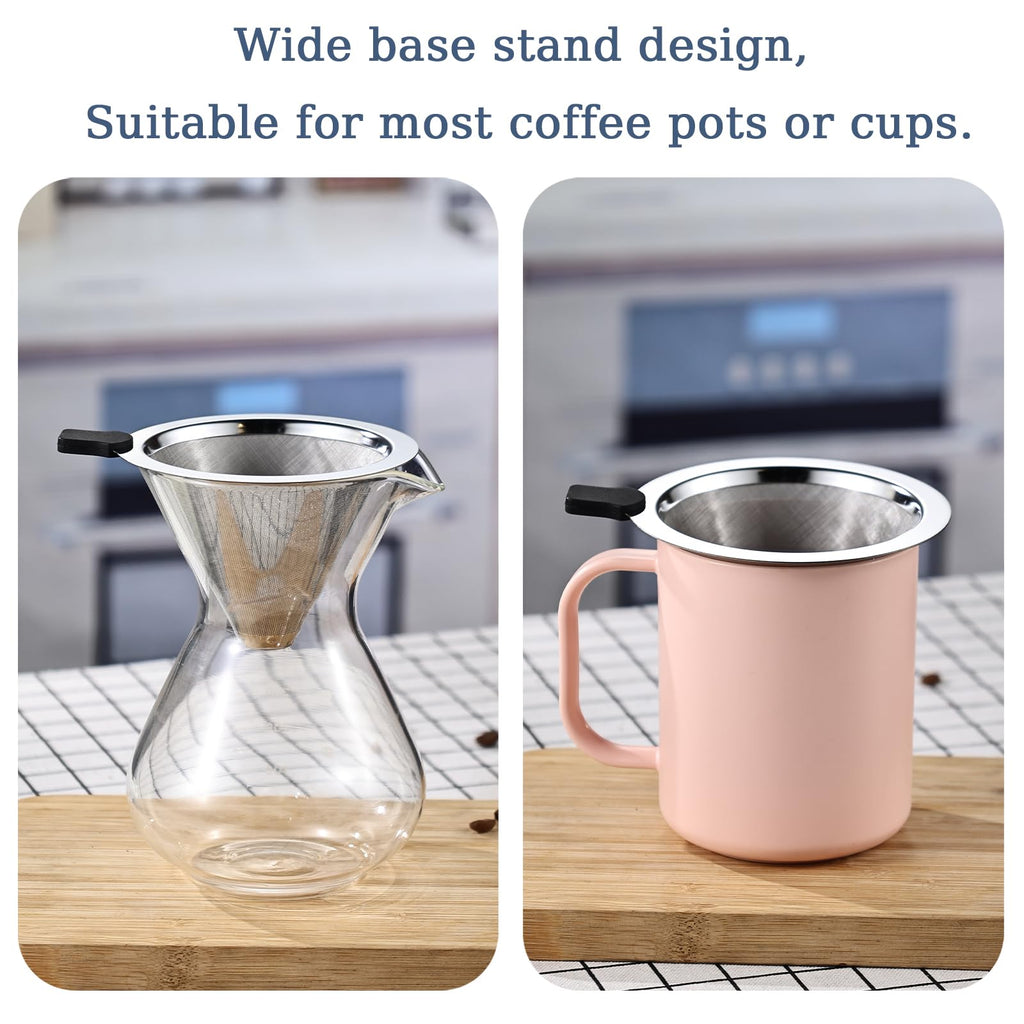 Pour Over Coffee Filter Dripper,Stainless Steel Reusable Cone Drip