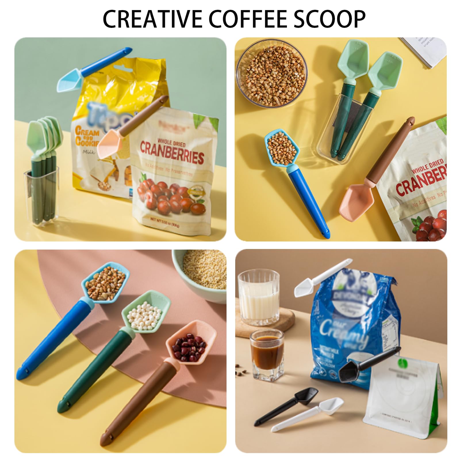Snack clip Multi-functional sealing clip Magnetism wall container mount Suitable for brewing coffee You can eat popcorn with a spoon Temporary sealing for bagged snacks (White)