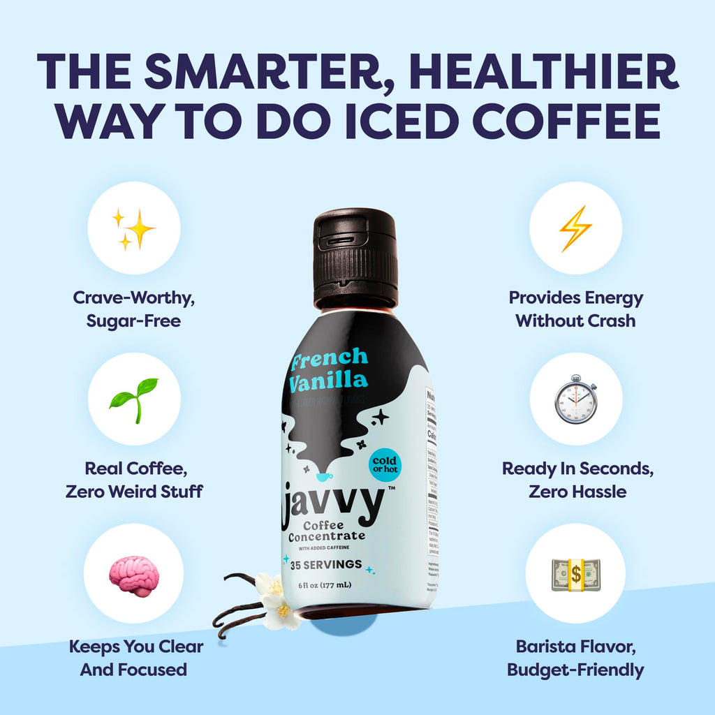 Javvy Cold Brew Coffee Concentrate Instant Coffee, Vanilla
