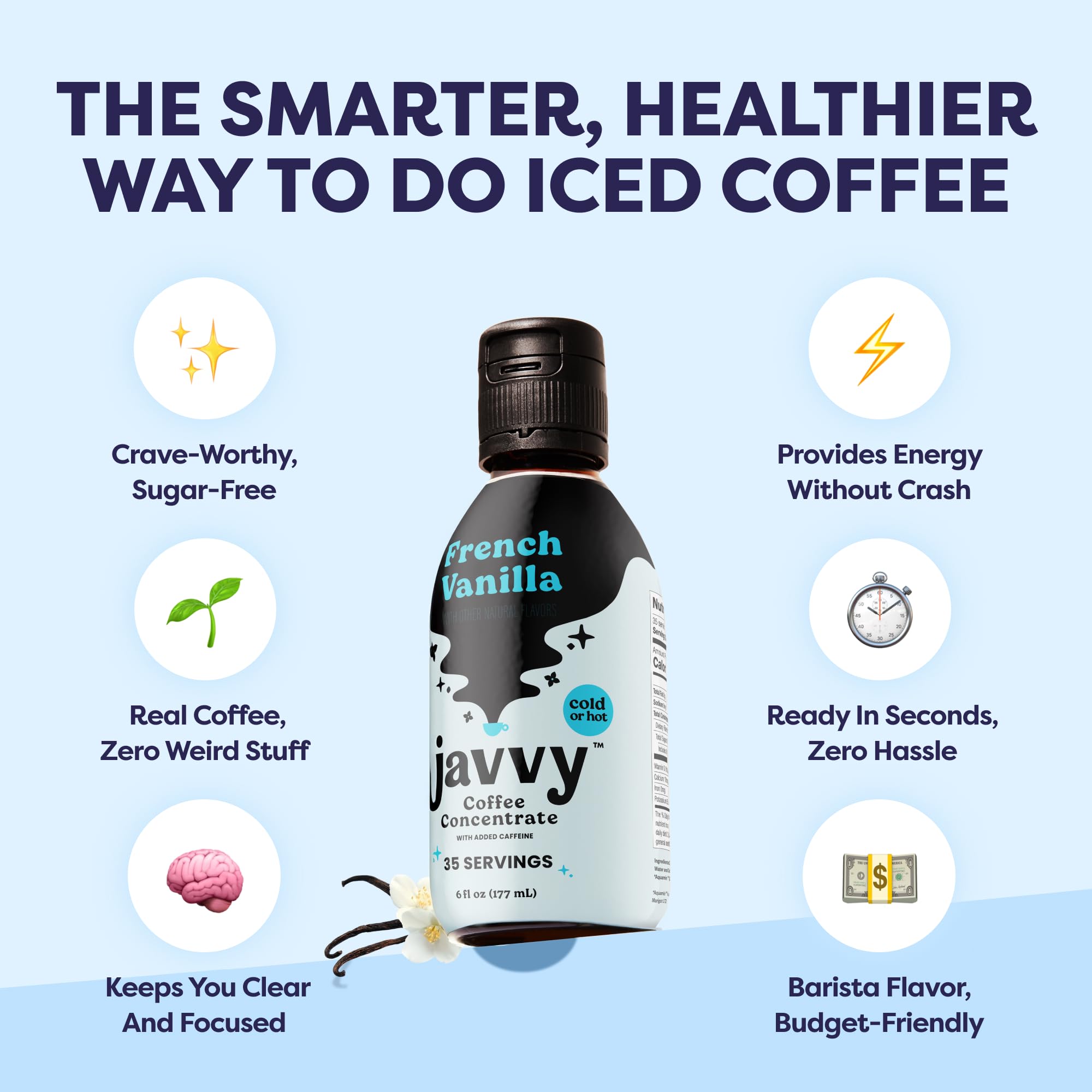 Javvy Cold Brew Coffee Concentrate Instant Coffee, Vanilla