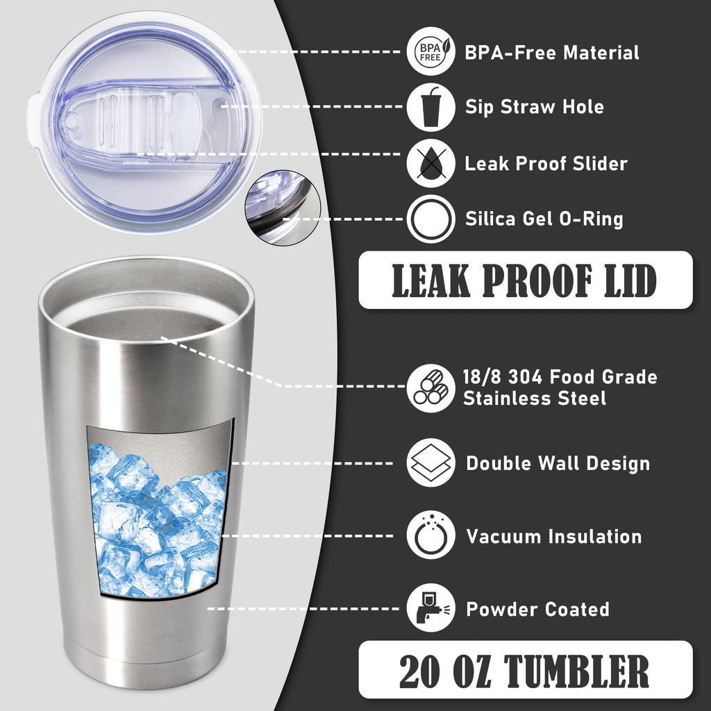 20oz Tumbler Insulated Coffee Tumblers with Lid Stainless Steel SS 4P