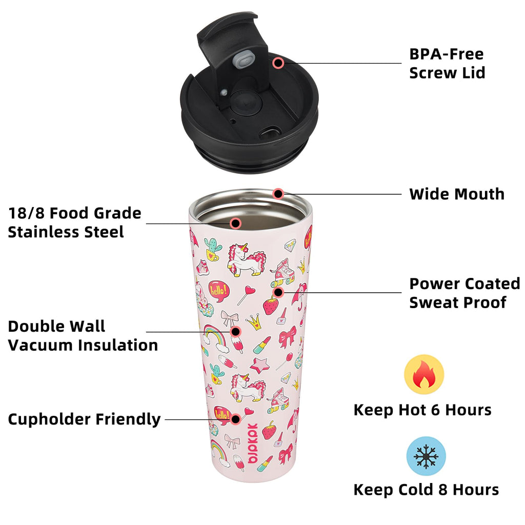 BJPKPK 26 oz Coffee Tumbler with Straw, Insulated Stainless Steel Cup