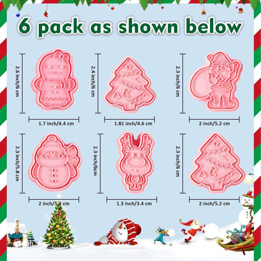 3D Holiday Cookie Cutters, Christmas Cookie Stamps Molds for Baking