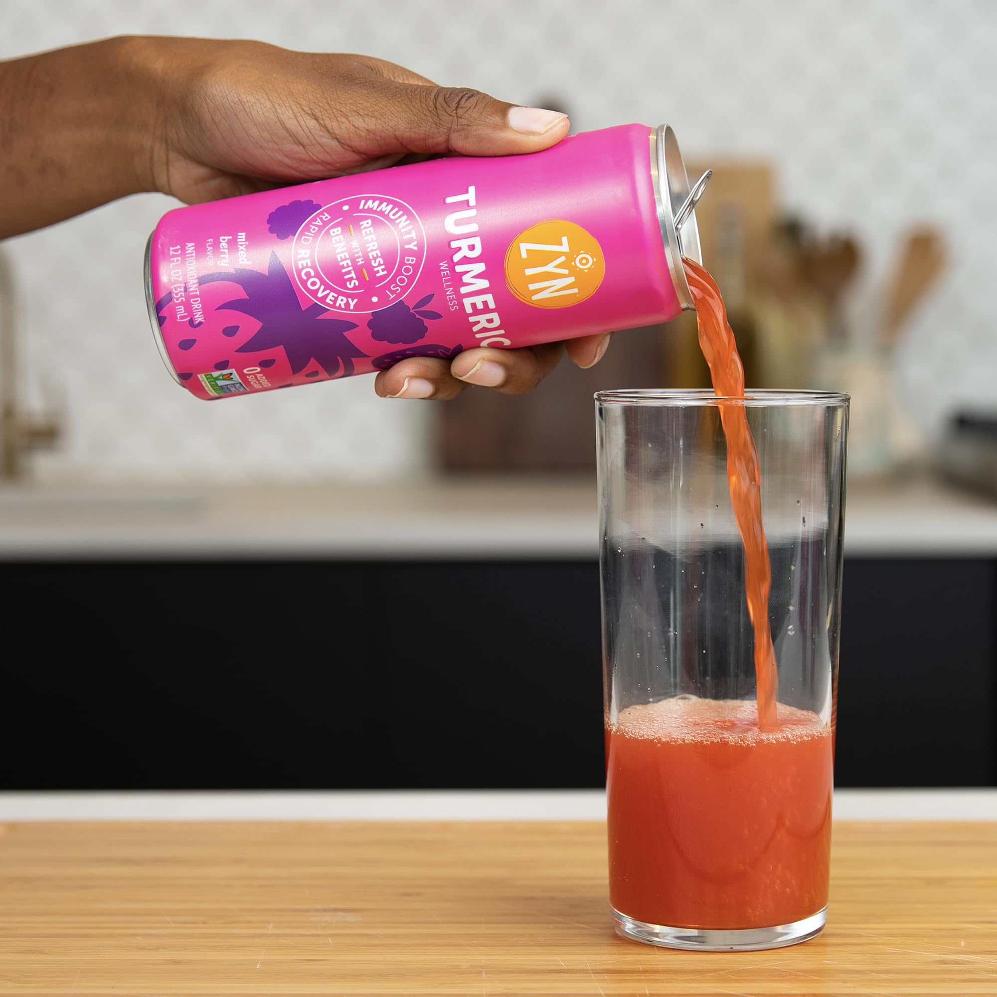 ZYN Tasty Turmeric Drink Low Cal, No Added Sugar Mixed Berry, 6 Pack