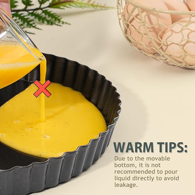 Sturdy Nonstick Tart Pan 11 inch Removable Bottom, Round Carbon Steel Quiche Pan for Baking, Heavy Duty Tart Mold loose for Pie, Mousse Cakes,Fruit and Desserts
